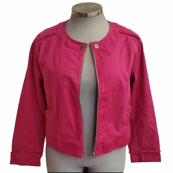 PINKISH RED ☆ CROPPED ☆ ZIP FRONT JACKET ☆ 1X ☆  NWOT - Picture 3 of 12